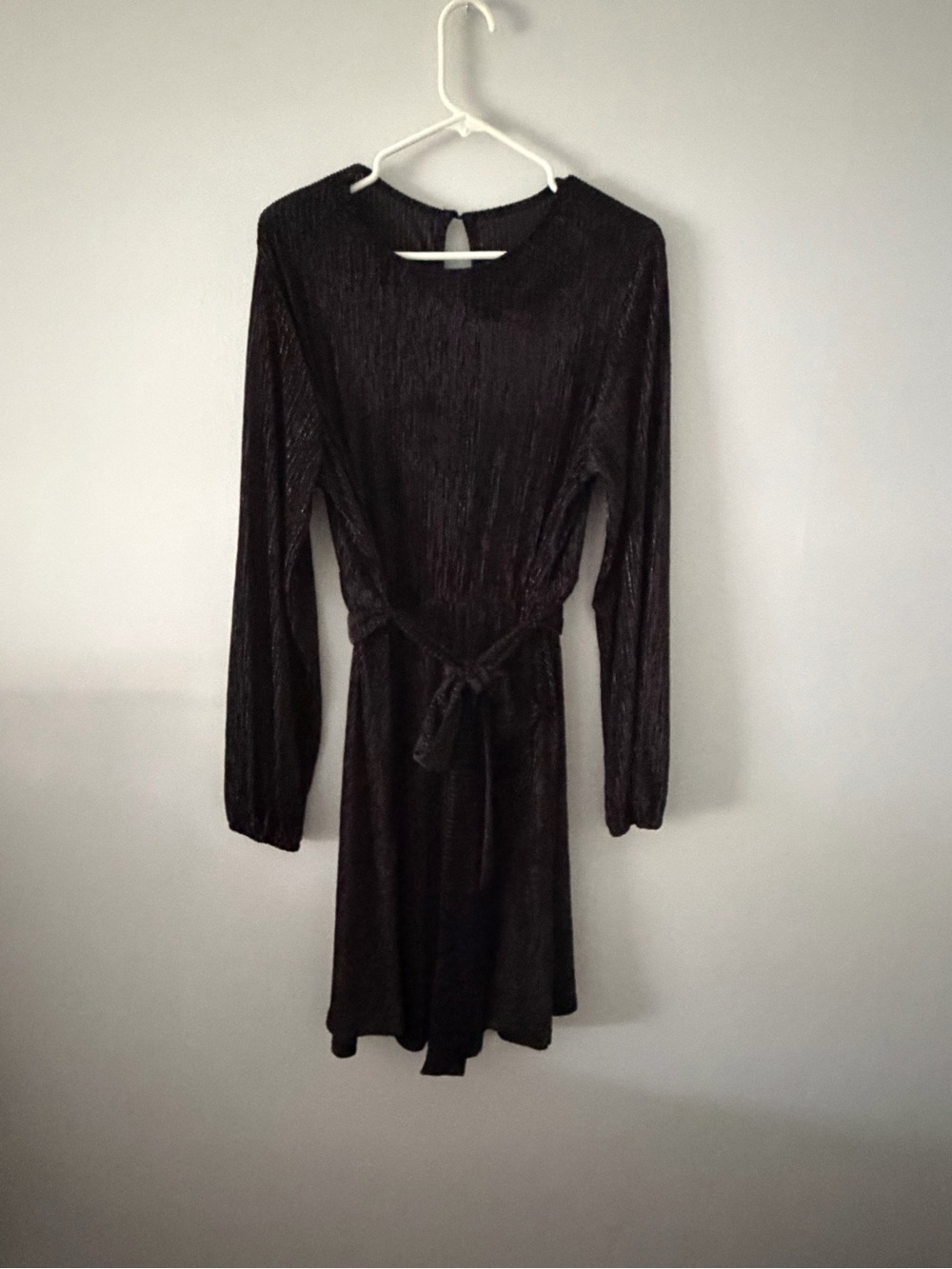 Cupshe Black Long-Sleeve Textured Midi Dress
